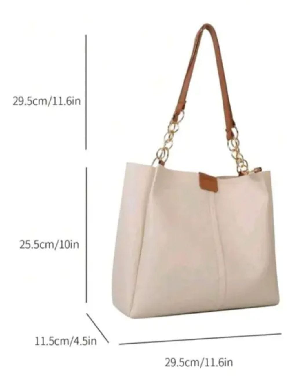 Elegant Beige Tote Bag with Dual-Strap Design